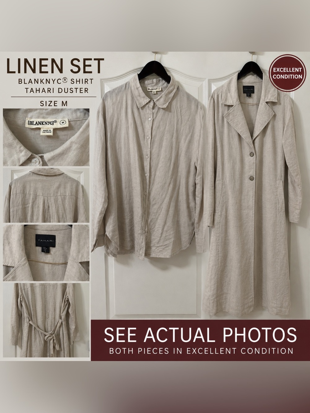 Beautiful neutral linen layering duster set in excellent condition! 🤍